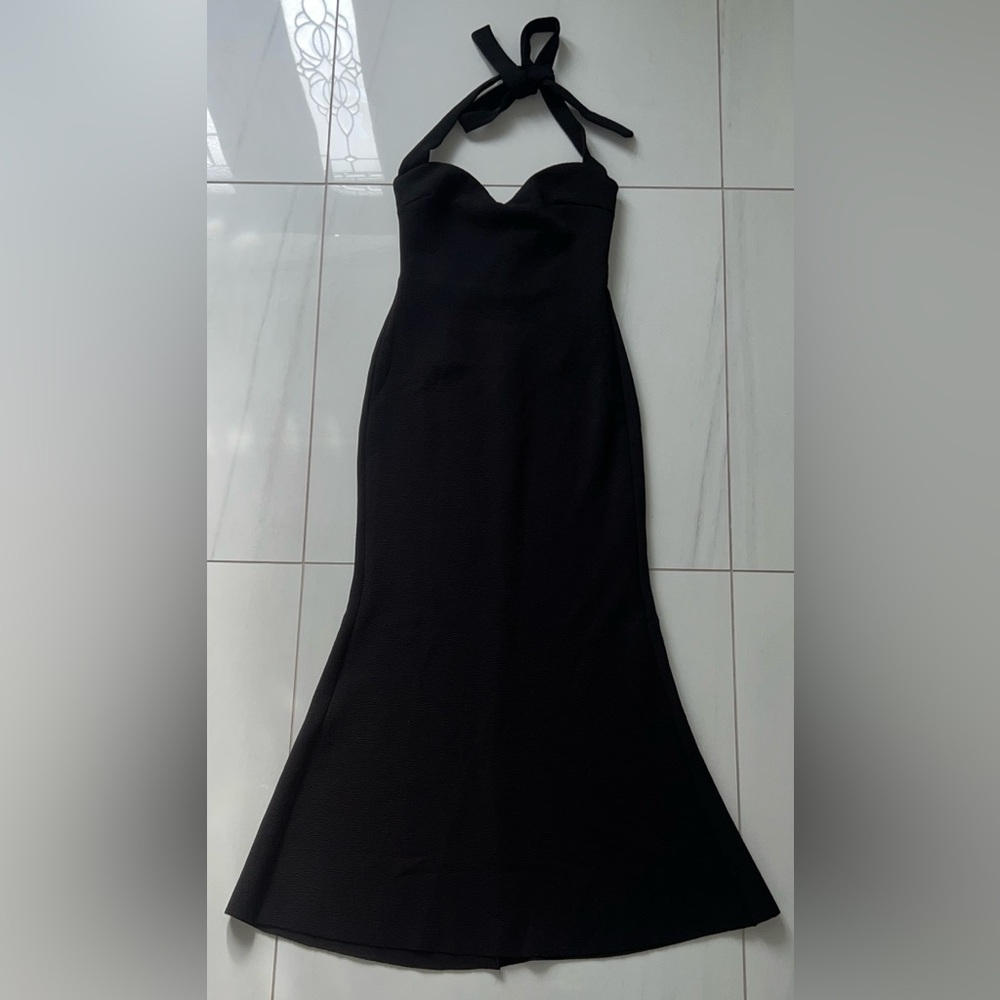 Hello Molly Black Strapless Mermaid Gown with Halter Tie and Sweetheart Neck Sz4 - Picture 4 of 4